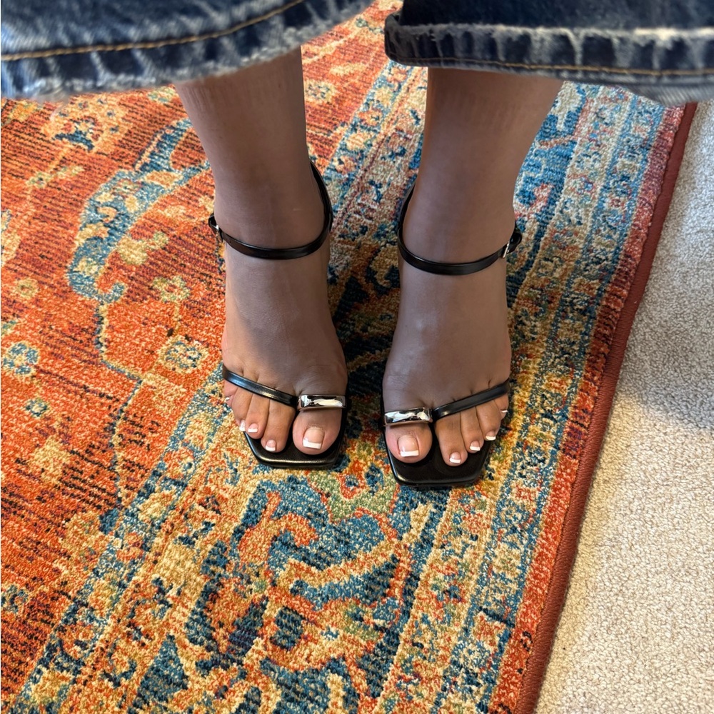 Zara Black and Silver Strappy Sandals - worn only one time